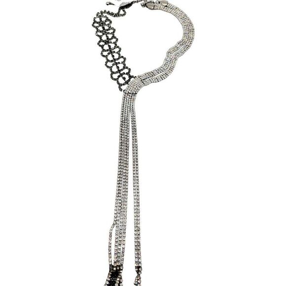 NWT Vintage Inspired Free People 6 strand Long Rhinestones Statement Necklace - Picture 4 of 10